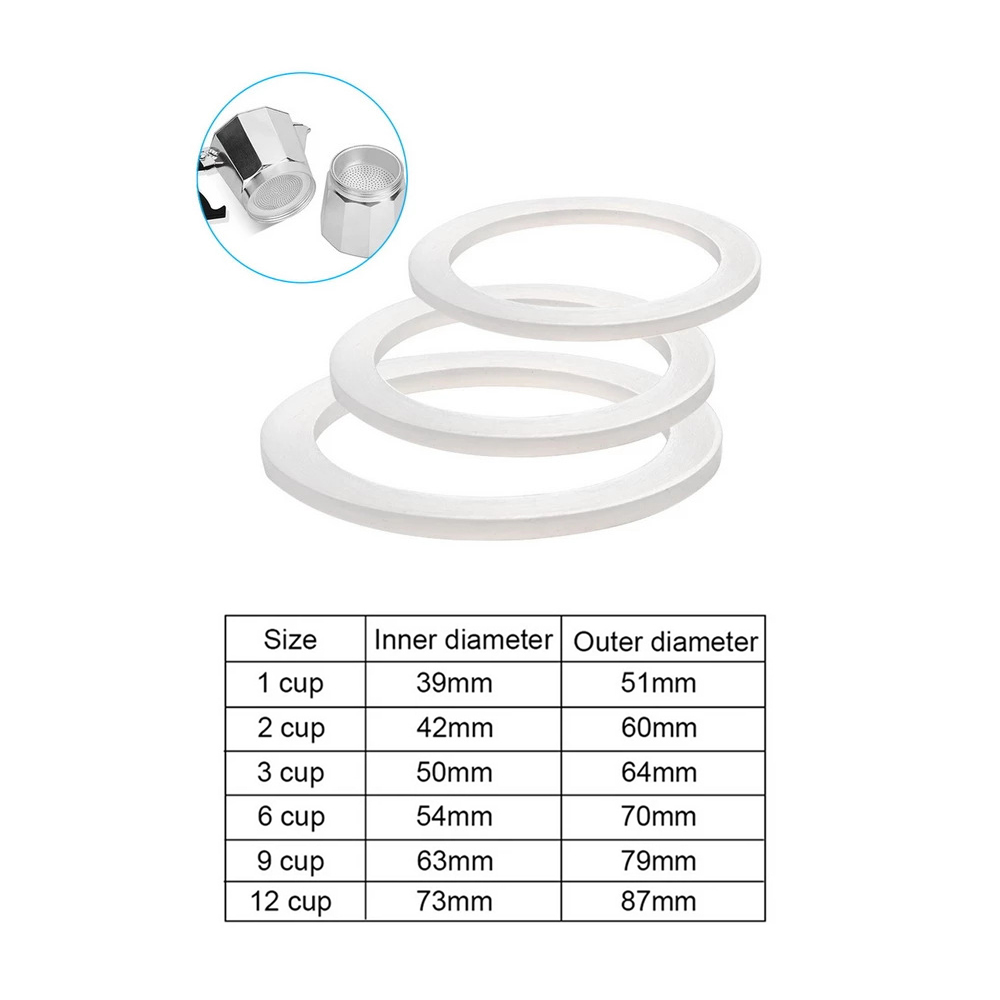 Quality Coffee Equipment - Coffee Rubber Ring Bialetti Gasket Set,
